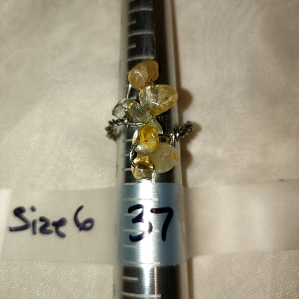 Yellow Citrine Crystal Wire Ring